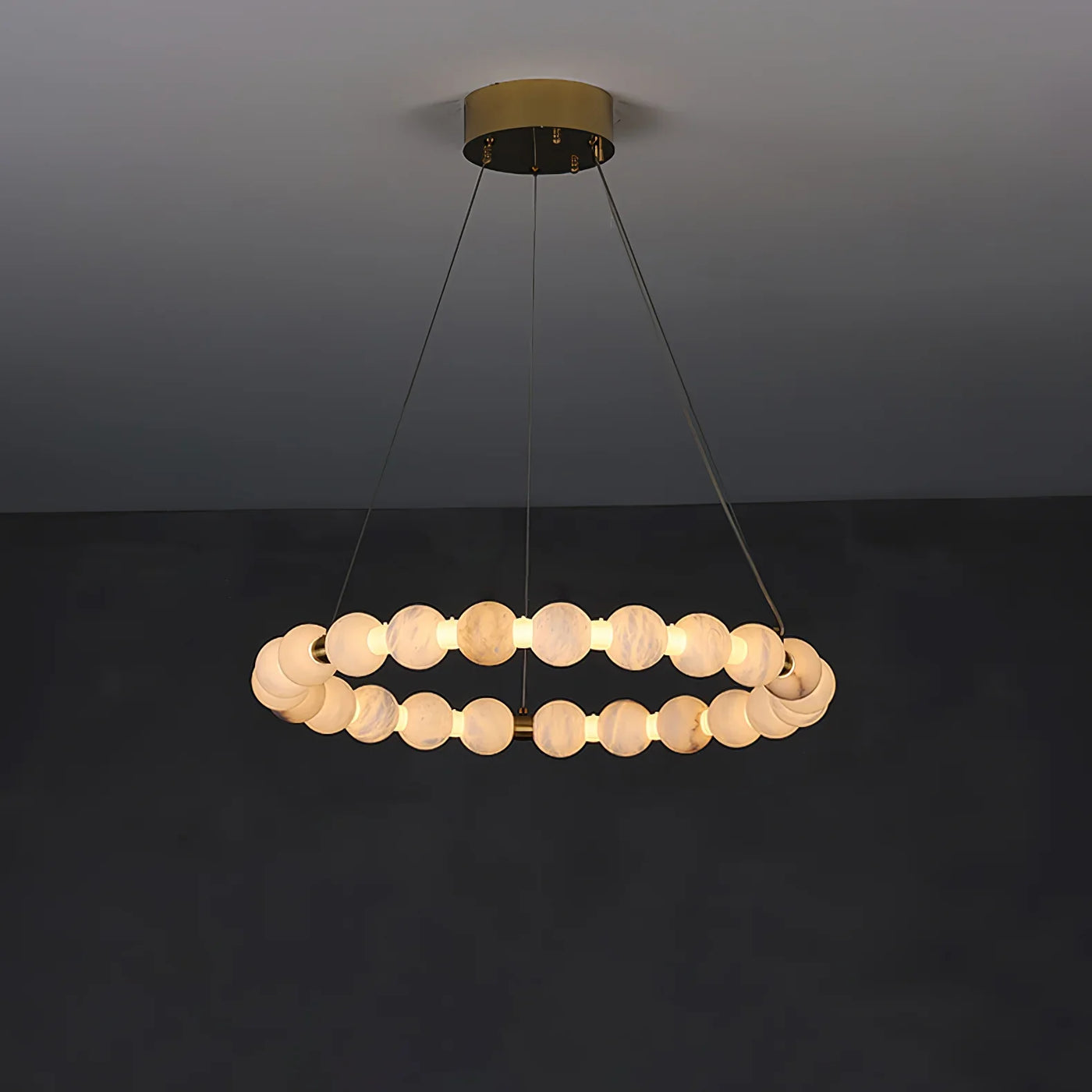 JINSHE Natural Spanish alabaster ball ring chandelier | Light luxury style Chandelier - product image