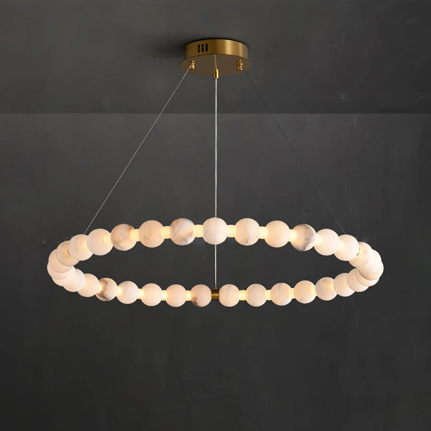JINSHE Natural Spanish alabaster ball ring chandelier | Light luxury style Chandelier - product image