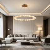 JINSHE Natural Spanish alabaster ball ring chandelier | Light luxury style Chandelier - detail view