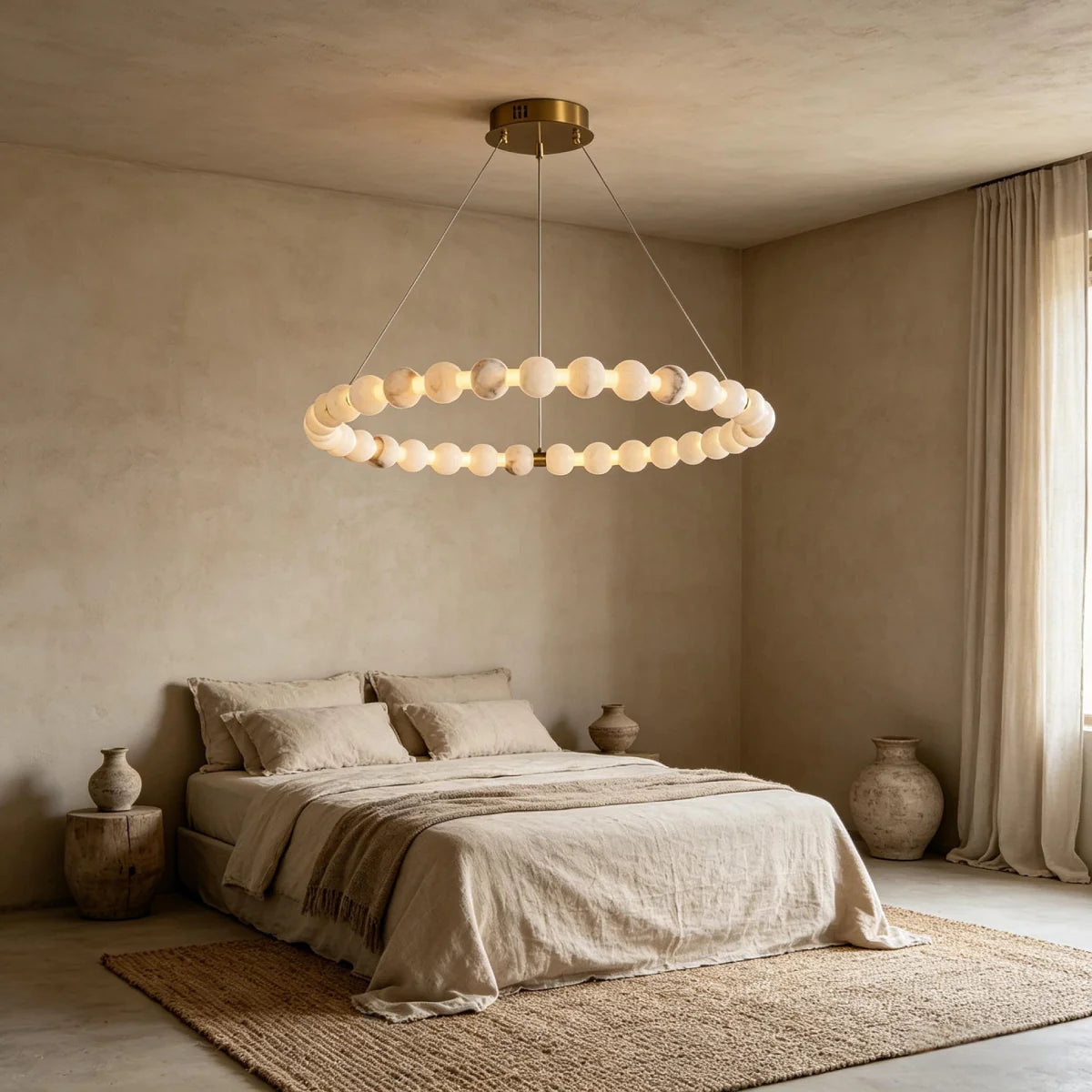 JINSHE Natural Spanish alabaster ball ring chandelier | Light luxury style Chandelier - product image