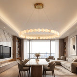 JINSHE Natural Spanish alabaster ball ring chandelier | Light luxury style Chandelier - product image