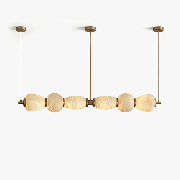 Marble & Solid Brass Linear Island Chandelier | Modern Luxury Pendant Light for Dining Room & Bar | JINSHE
