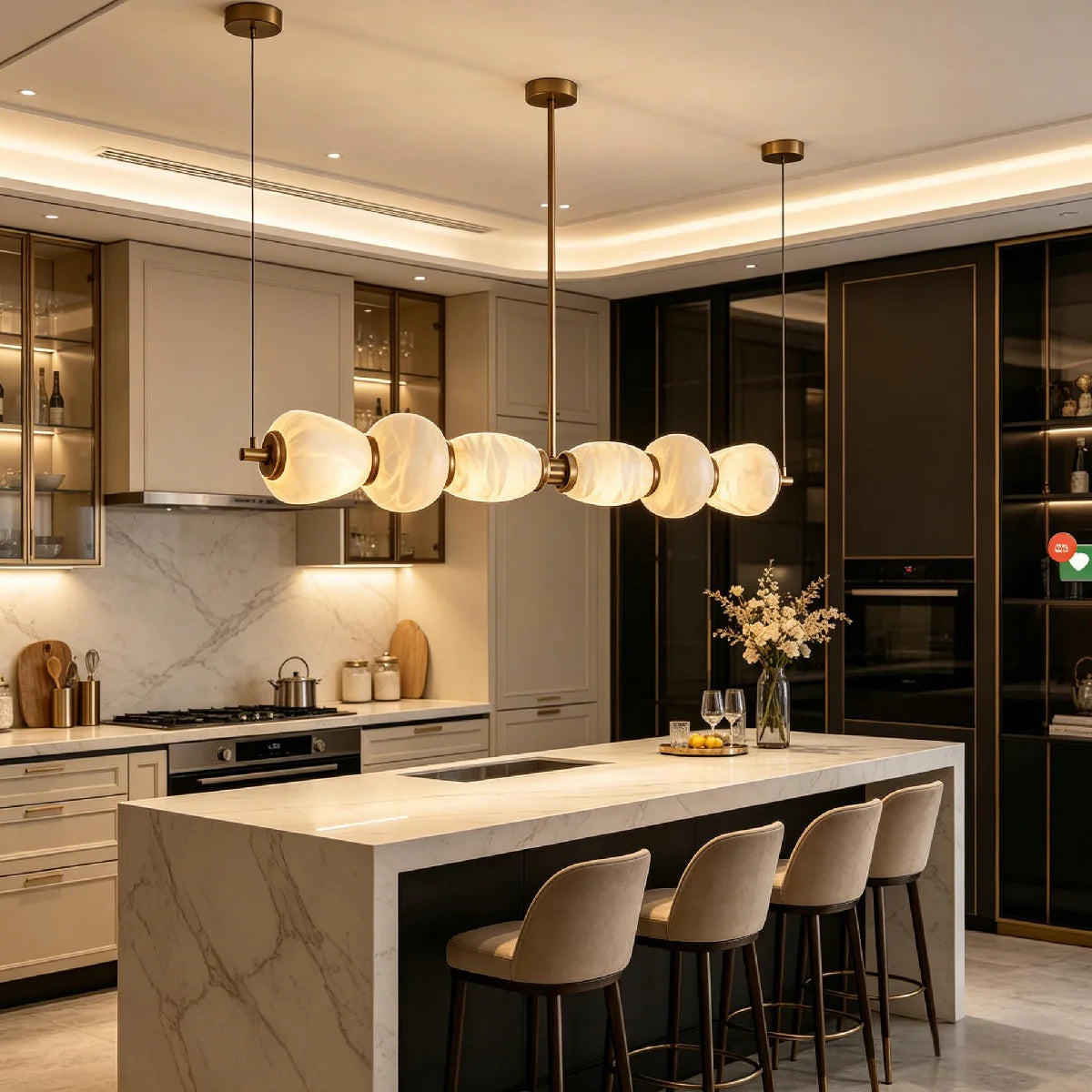 JINSHE Spanish Alabaster Full Copper Chandelier | Modern Luxury Chandelier for Restaurants and Bars Chandelier - product image