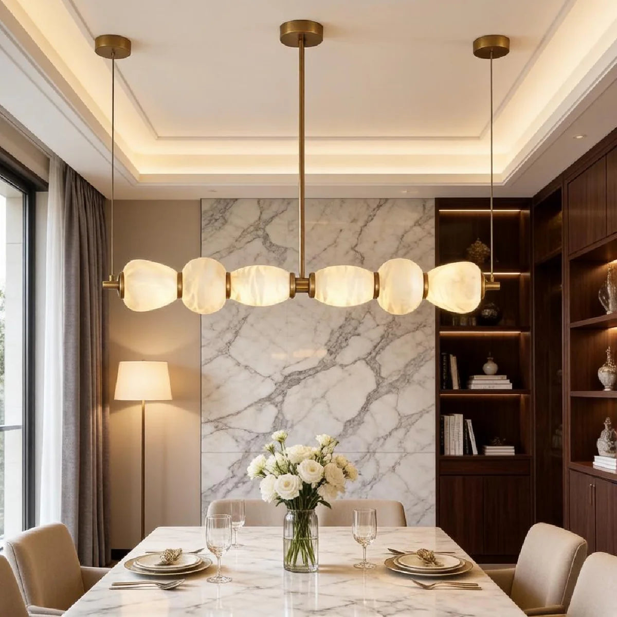 JINSHE Spanish Alabaster Full Copper Chandelier | Modern Luxury Chandelier for Restaurants and Bars Chandelier - detail view