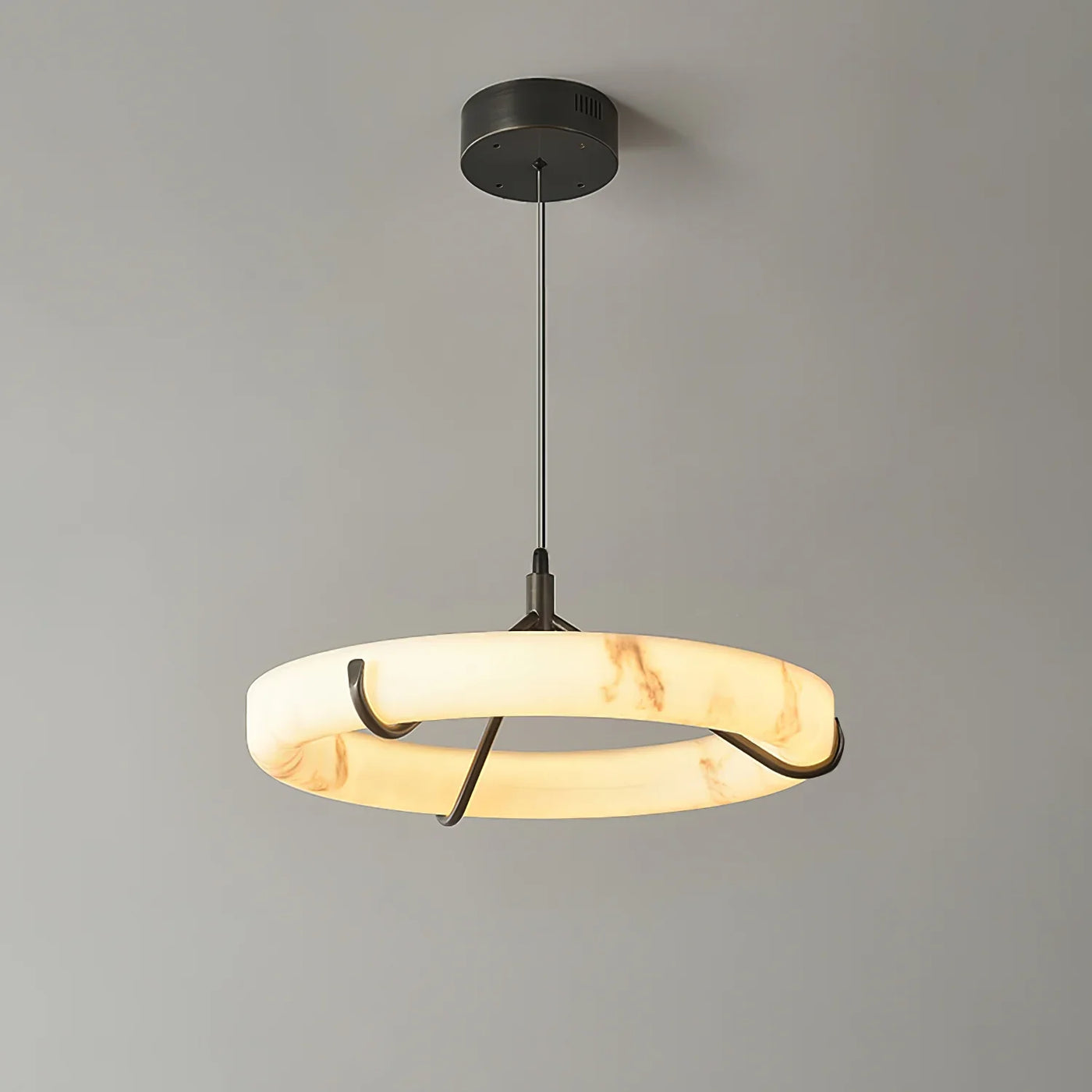 Spanish Alabaster Pendant Light View 13 | Natural Spanish Alabaster Ring Pendant Light | Wabi Sabi Lighting | JINSHE | JINSHE