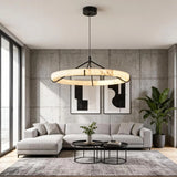 Spanish Alabaster Pendant Light View 2 | Natural Spanish Alabaster Ring Pendant Light | Wabi Sabi Lighting | JINSHE | JINSHE