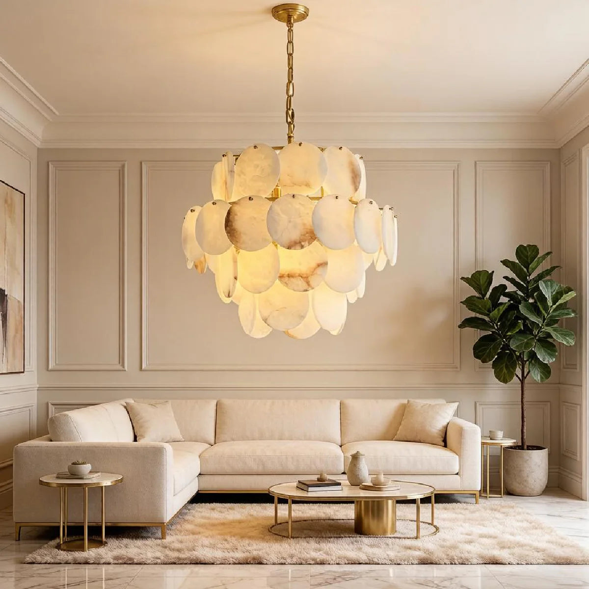 Spanish Alabaster Chandelier View 16 | Alabaster Shell Chandelier | JINSHE | JINSHE