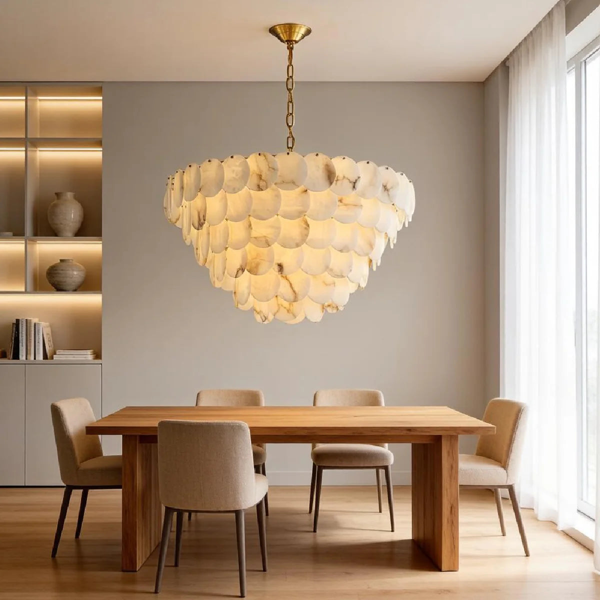 Spanish Alabaster Chandelier View 3 | Alabaster Shell Chandelier | JINSHE | JINSHE