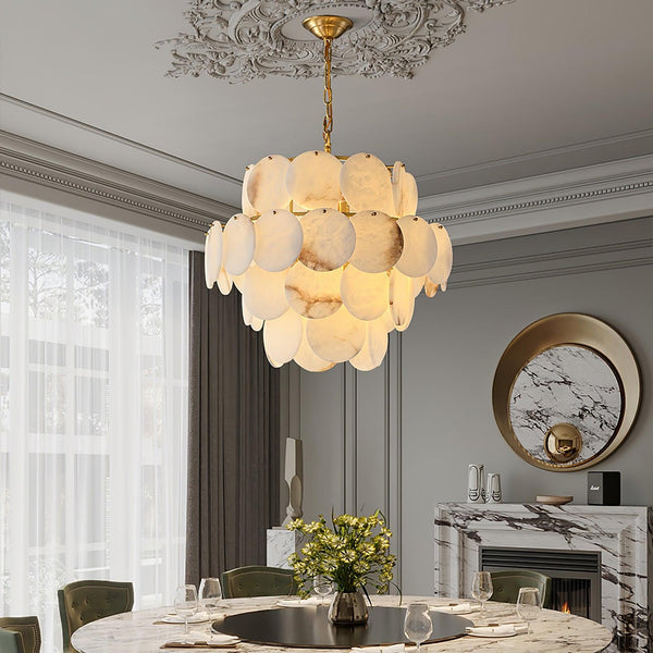 Shell Carved Alabaster Chandelier