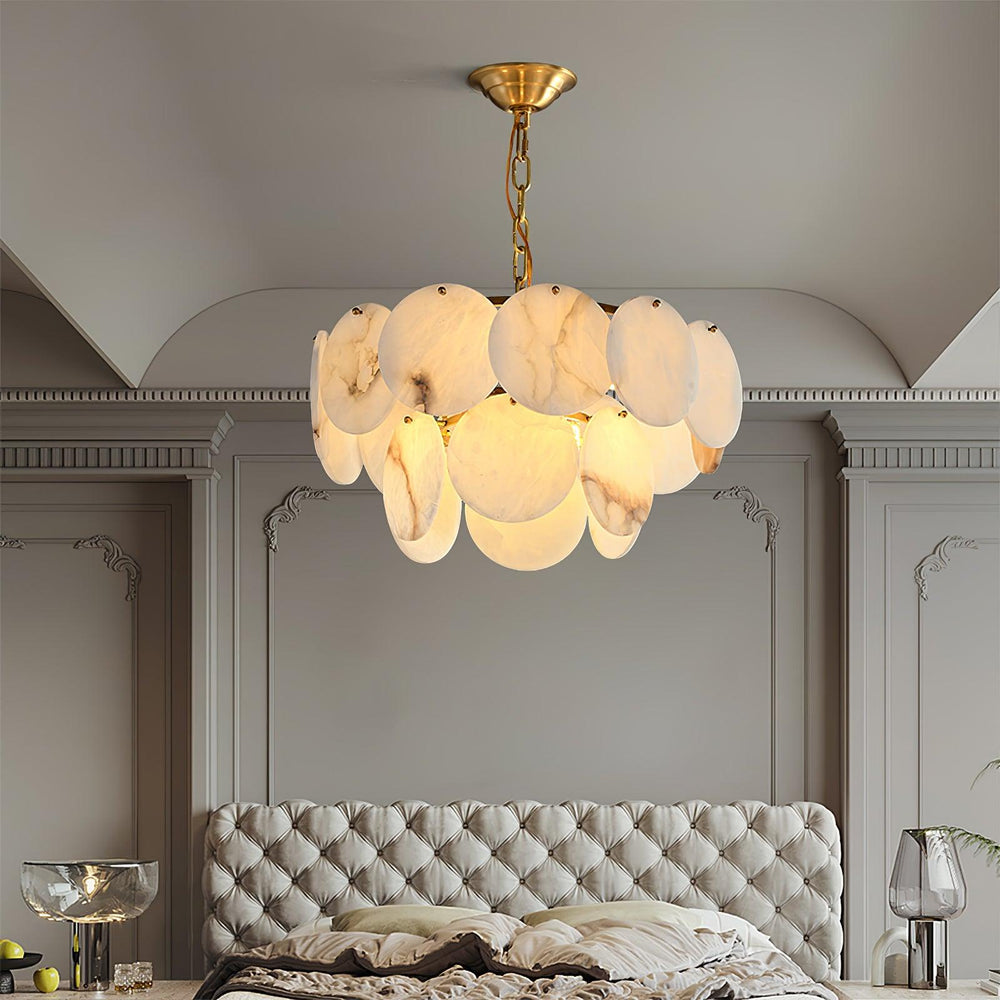 Shell Carved Alabaster Chandelier