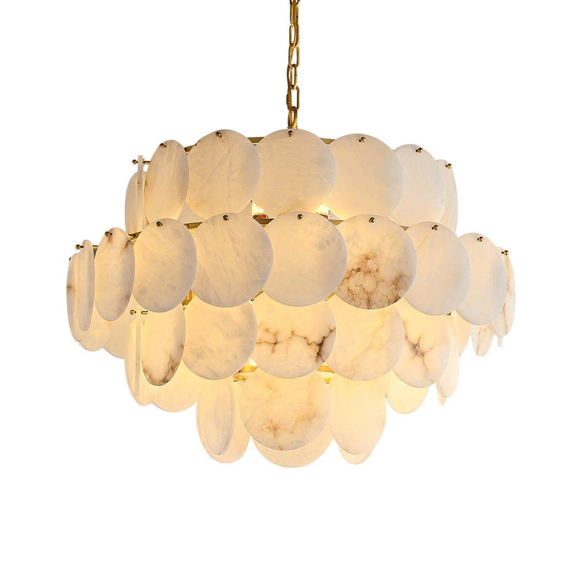 Shell Carved Alabaster Chandelier – handcrafted surface texture #1