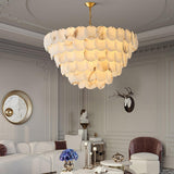 Shell Carved Alabaster Chandelier – macro detail view