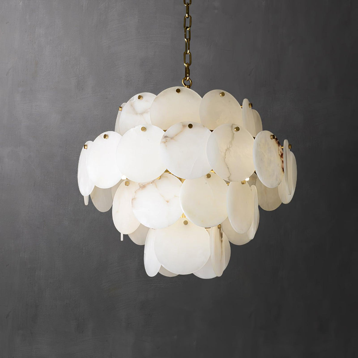 Shell Carved Alabaster Chandelier – dimensional scale reference