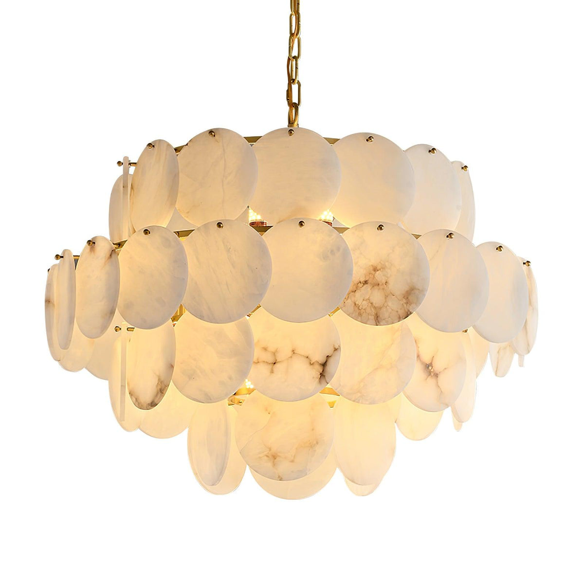 Shell Carved Alabaster Chandelier – structural canopy joint detail