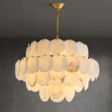 Shell Carved Alabaster Chandelier – unlit natural material contrast