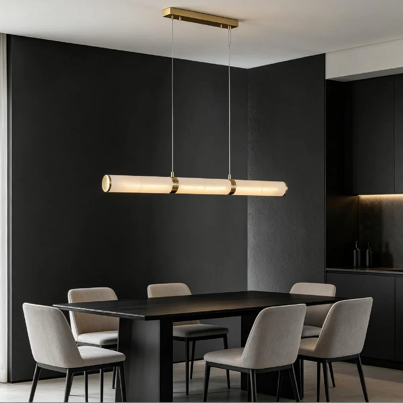 Spanish Alabaster Pendant Light View 5 | Marble & Solid Brass Ultra-Thin Disc Pendant Light | Modern Luxury for Dining Room & Bar | JINSHE | JINSHE