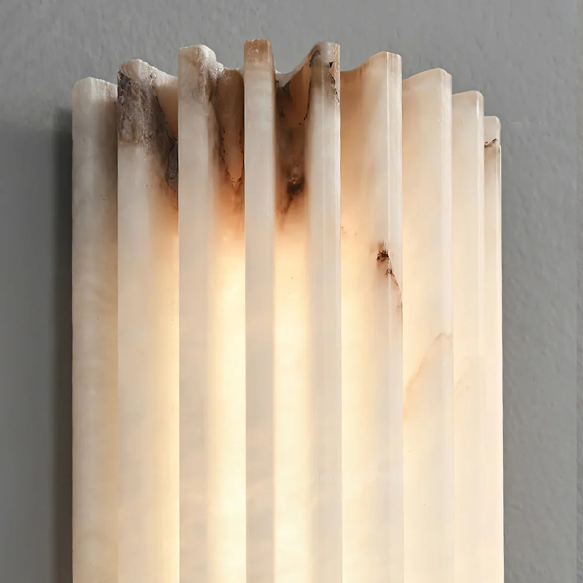 Spanish Alabaster Wall Lamp View 12 | Natural Spanish Alabaster Alvia Ribbed Wall Lamp | Wabi Sabi Lighting | JINSHE | JINSHE