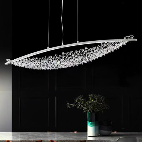 Amaca Curated K9 Bohemian Crystal Chandelier installed in residential dining space