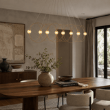 Petala Amber Art Glass Chandelier – illuminated warm ambiance setting