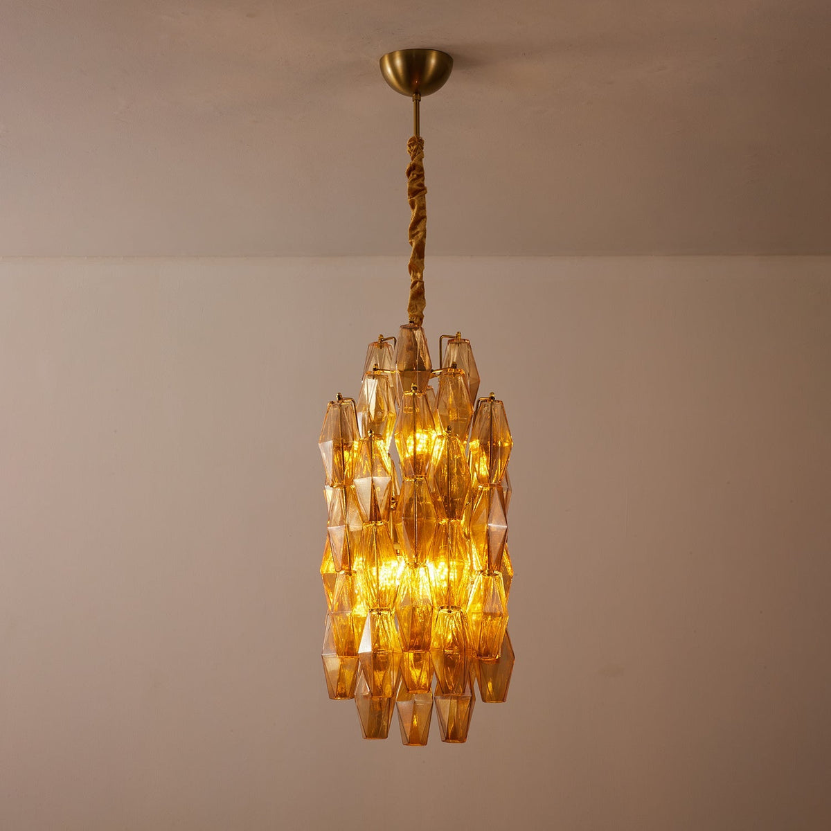 Petala Amber Art Glass Chandelier – structural canopy joint detail