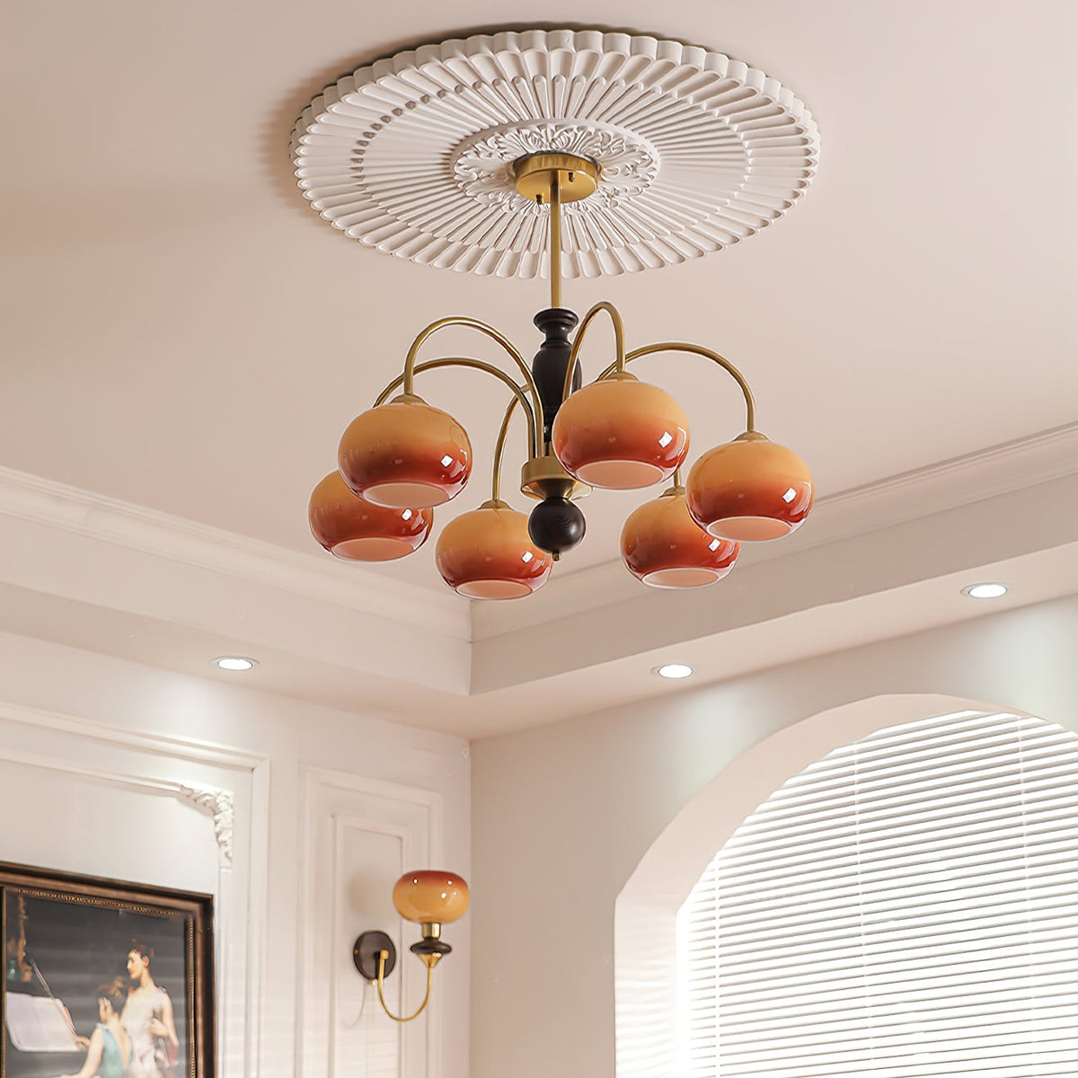 Petala Amber Art Glass Chandelier – structural canopy joint detail