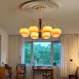 Petala Amber Art Glass Chandelier installed in residential dining space