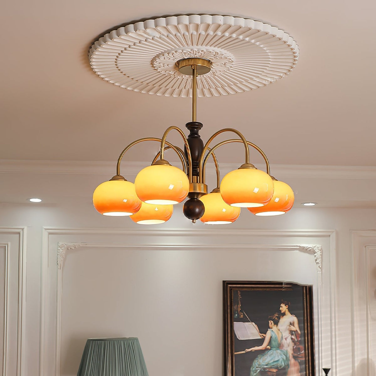 Petala Amber Art Glass Chandelier – macro detail view
