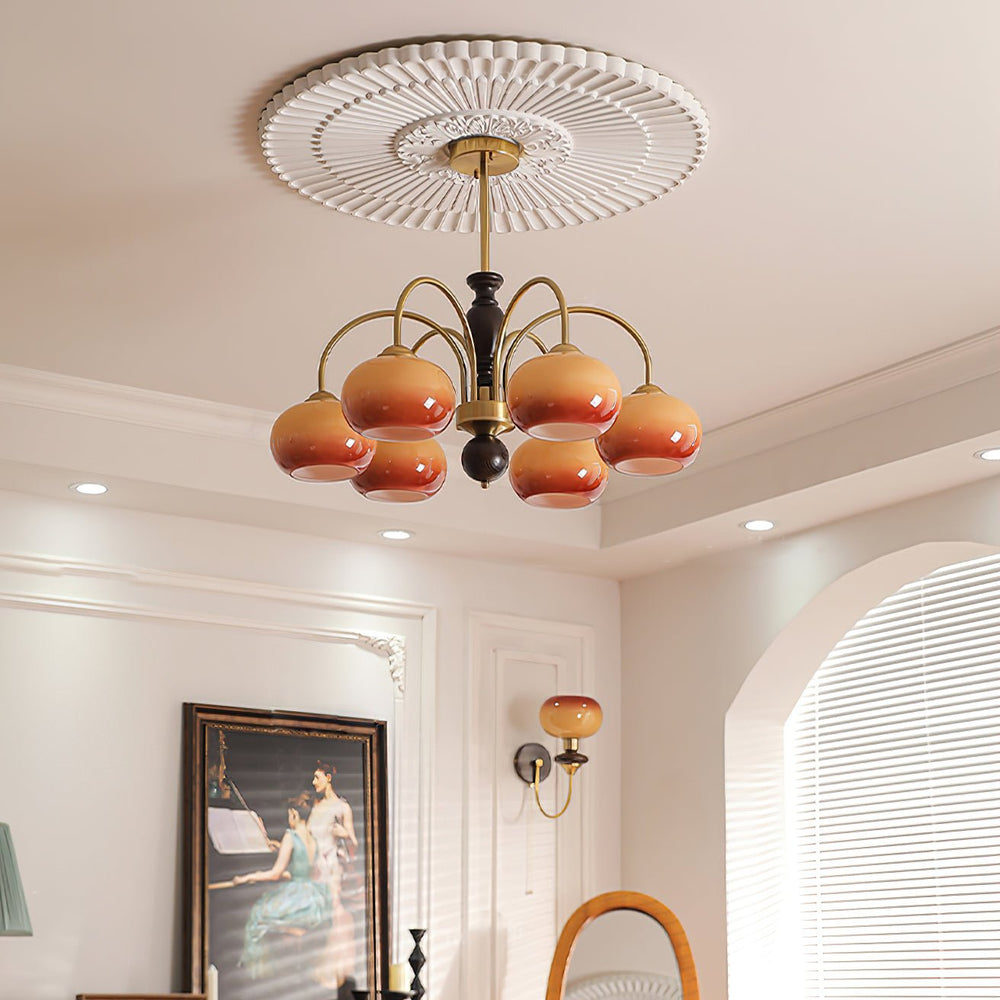 Petala Amber Art Glass Chandelier