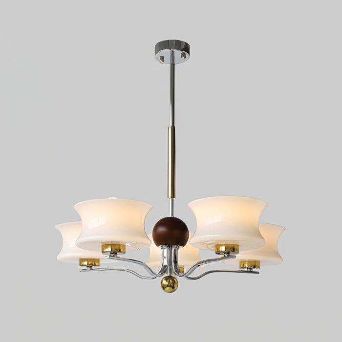 Anath Curated Mouth-Blown Frosted Glass Chandeli – 5 heads ∅ 27.6 x H 18.9  Dia 70cm x H 48 finish configuration