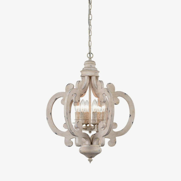 Antique White Style Curated Iron & Glass Chandel