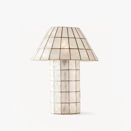Natural Shell / Capiz Table Lamp | Aornelia Handcrafted Natural Shell Table Lamp | Nordic Luxury Coastal Light | JINSHE | JINSHE