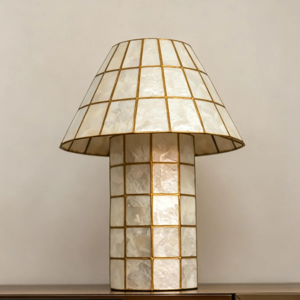 Natural Shell / Capiz Table Lamp View 12 | Aornelia Handcrafted Natural Shell Table Lamp | Nordic Luxury Coastal Light | JINSHE | JINSHE