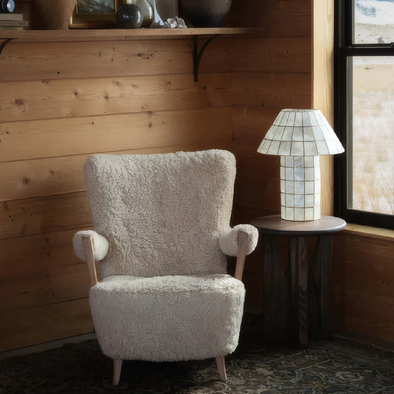 Natural Shell / Capiz Table Lamp View 4 | Aornelia Handcrafted Natural Shell Table Lamp | Nordic Luxury Coastal Light | JINSHE | JINSHE