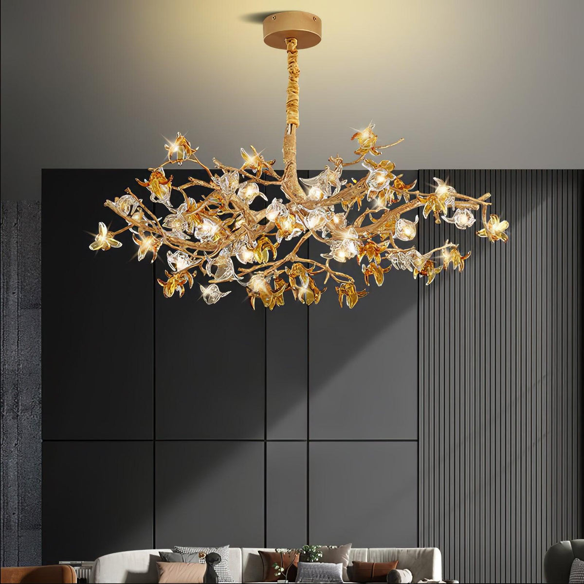 Aosta Brass Branch Curated Mouth-Blown Frosted G – handcrafted surface texture
