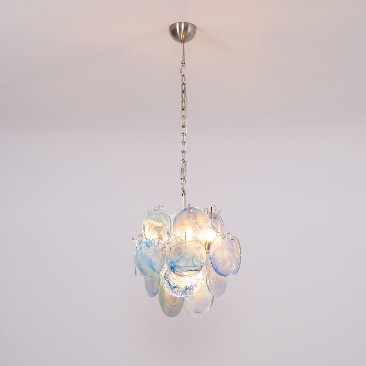 Aqua Blue Glass Curated Mouth-Blown Frosted Glas – side angled contour profile