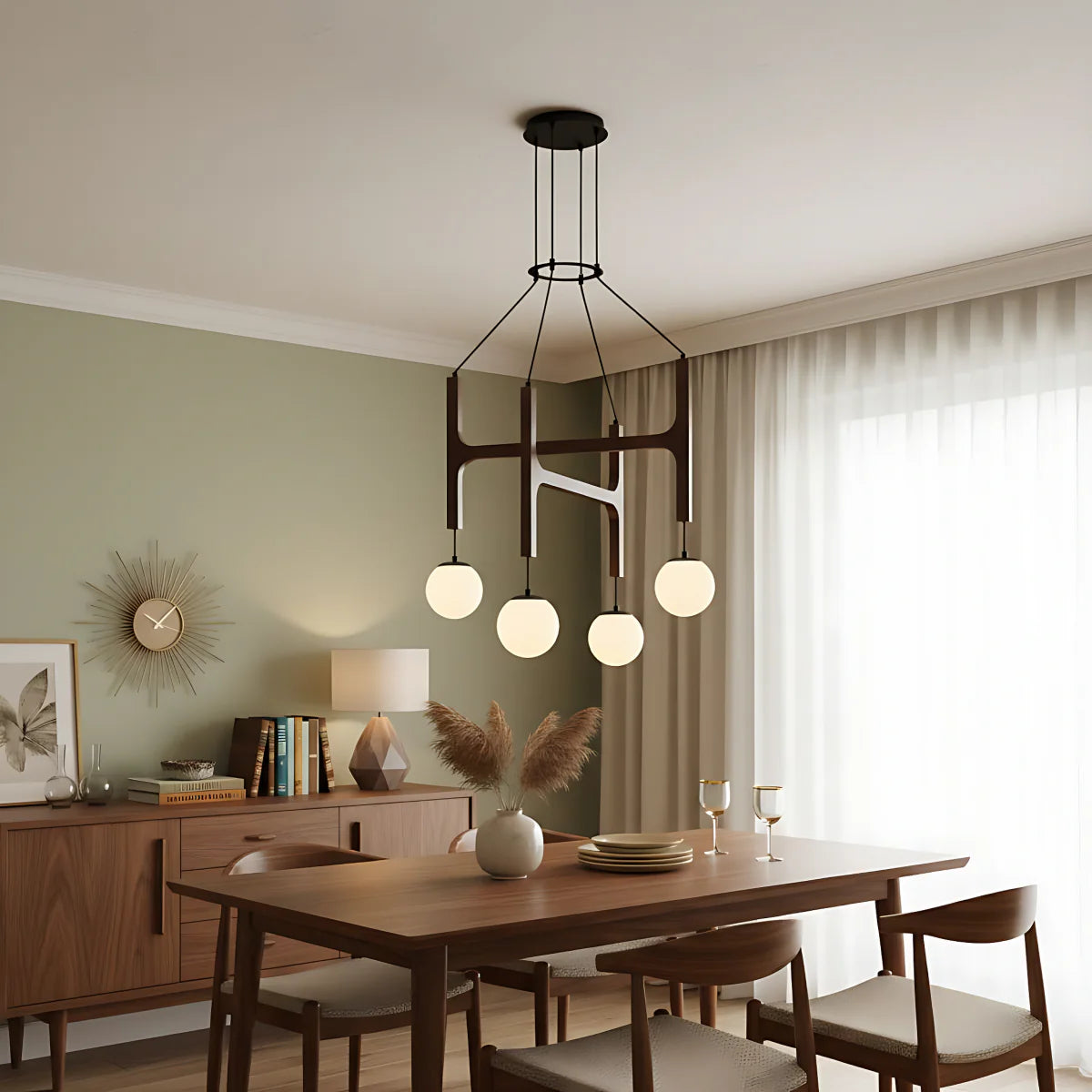 Black Walnut Chandelier View 2 | Arbor Black Walnut Chandelier | The Black Walnut Gallery | JINSHE | JINSHE
