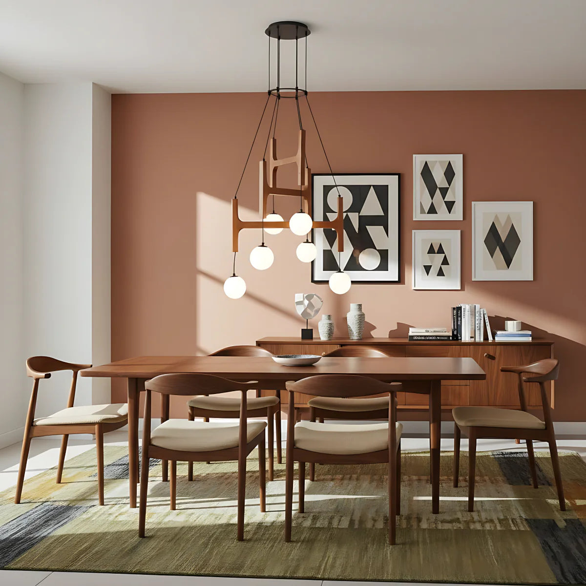 Black Walnut Chandelier View 3 | Arbor Black Walnut Chandelier | The Black Walnut Gallery | JINSHE | JINSHE