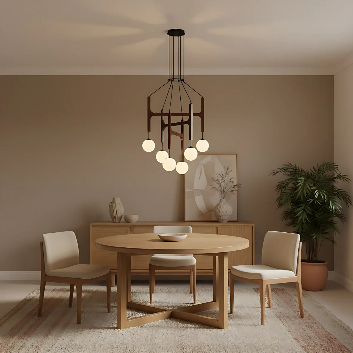 Black Walnut Chandelier View 7 | Arbor Black Walnut Chandelier | The Black Walnut Gallery | JINSHE | JINSHE