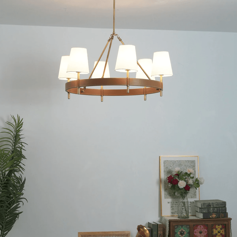 Arianna Leather Curated Solid Brass Chandelier