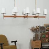 Arianna Leather Curated Solid Brass Chandelier – unlit natural material contrast