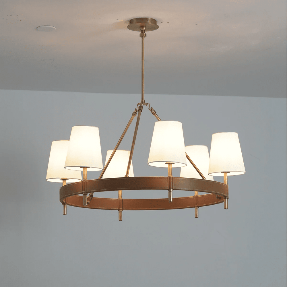 Arianna Leather Curated Solid Brass Chandelier