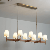Arianna Leather Curated Solid Brass Chandelier – Long version 8 heads ∅ 62 x H 12.6 finish configuration