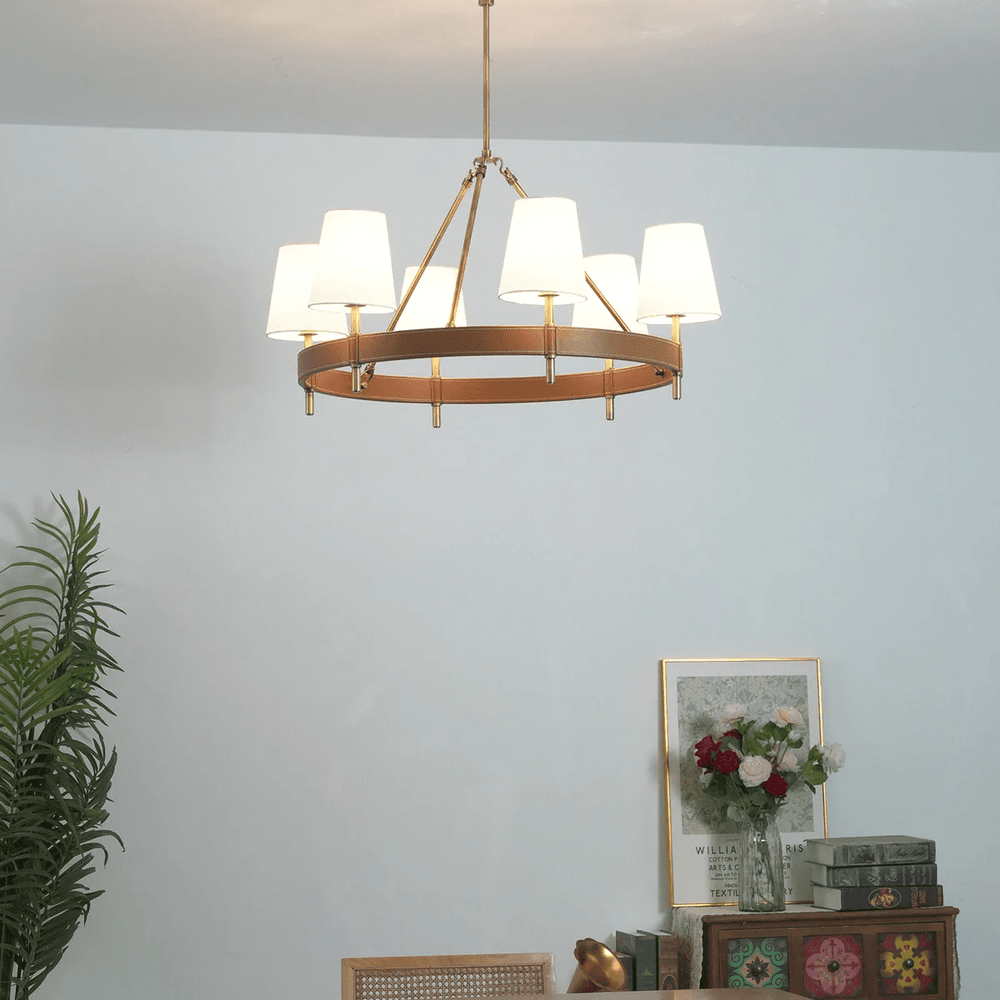 Arianna Leather Curated Solid Brass Chandelier