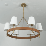 Arianna Leather Curated Solid Brass Chandelier – handcrafted surface texture