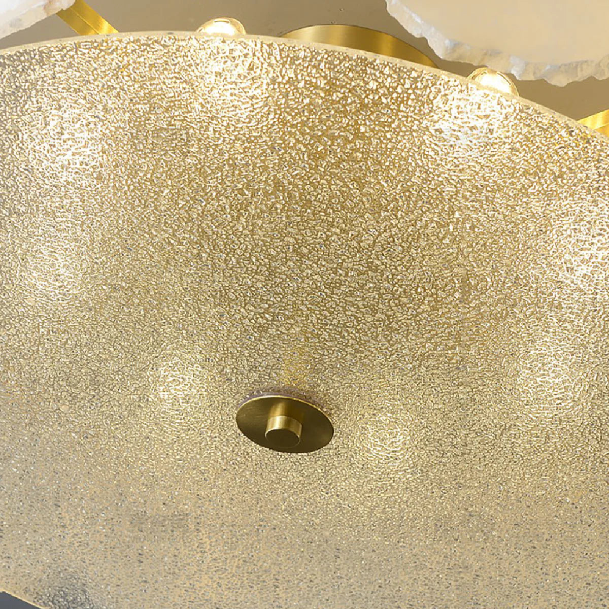 Brass Ceiling Light View 8 | Marble & Brass Drum Ceiling Light | Natural Stone Semi-Flush Mount | Eye-Comfort | JINSHE | JINSHE