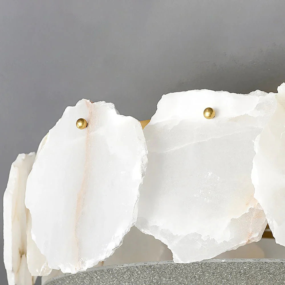 Brass Ceiling Light View 9 | Marble & Brass Drum Ceiling Light | Natural Stone Semi-Flush Mount | Eye-Comfort | JINSHE | JINSHE