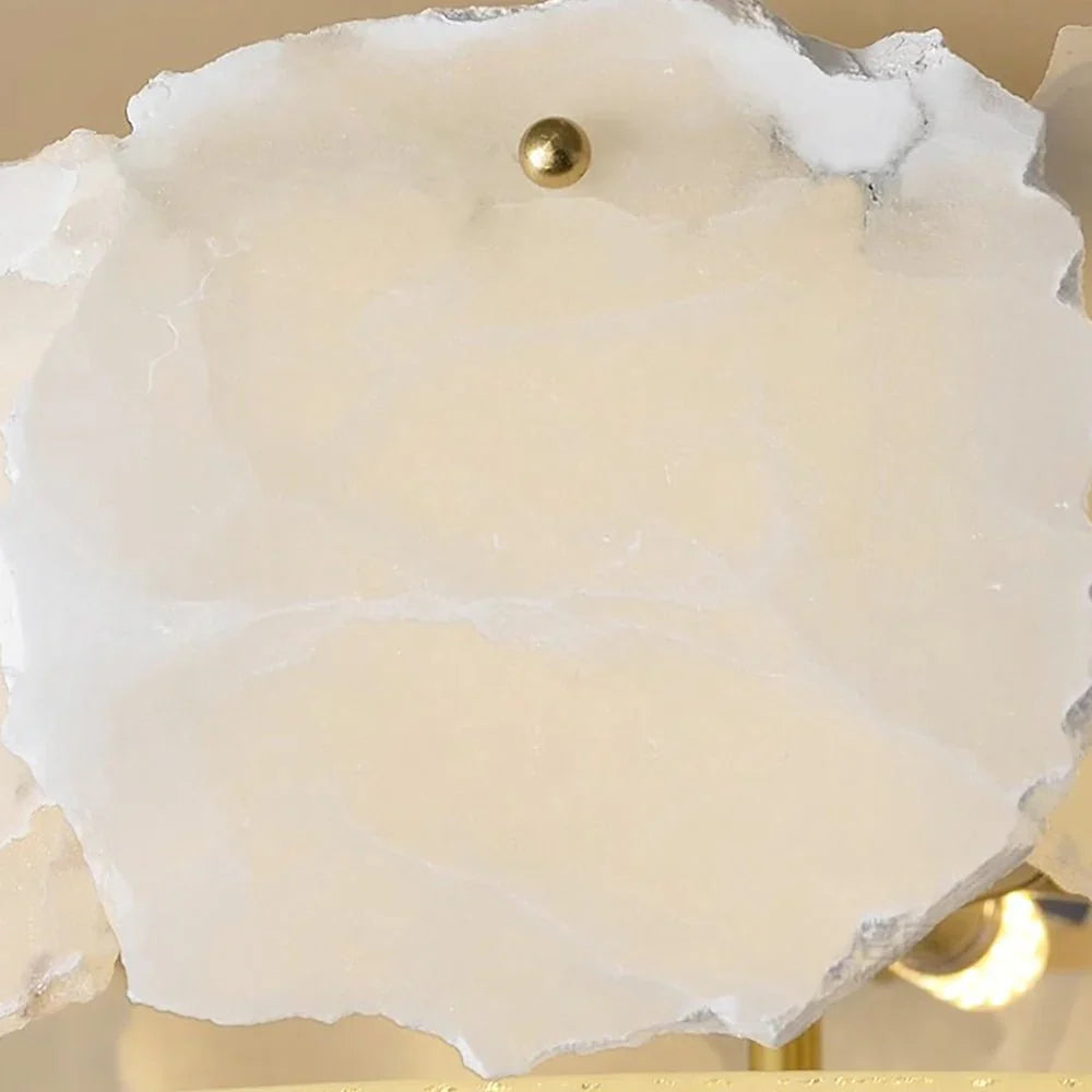 Brass Ceiling Light View 10 | Marble & Brass Drum Ceiling Light | Natural Stone Semi-Flush Mount | Eye-Comfort | JINSHE | JINSHE