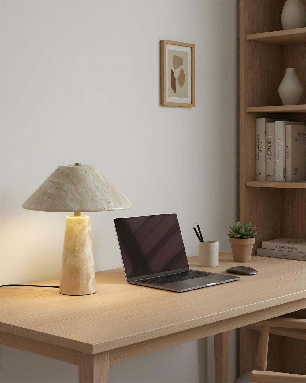 Auralin Curated Yellow Travertine Table Lamp