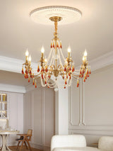 Petala Amber Art Glass Chandelier – spatial dining room perspective