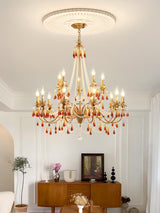Petala Amber Art Glass Chandelier – side angled contour profile